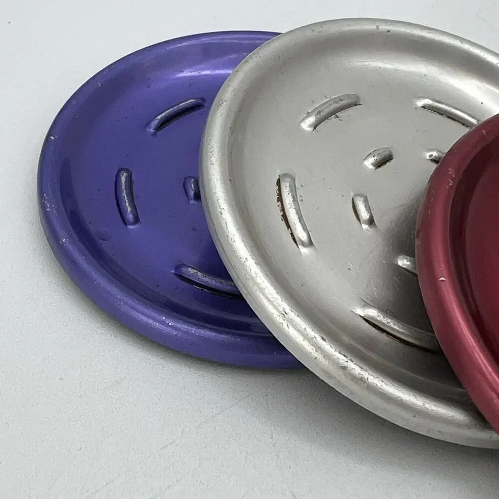 Vtg Set of 5 MCM Vibrant Multi Colored Anodized Aluminum Bar Coasters Rainbow